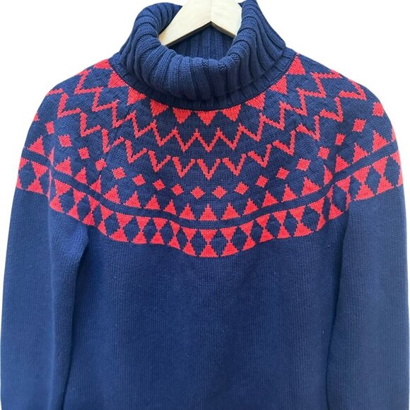 Duluth Trading Cotton Co. Blend Knit Fair Isle Turtleneck Sweater Womens Size SM - Picture 3 of 9
